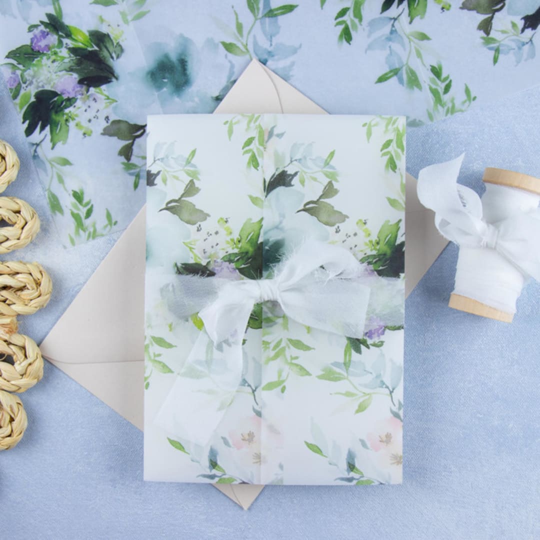 Blue Spring Floral Vellum Jackets | Size 5x7 | Set of 25