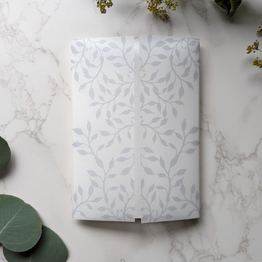 "Ivy Watercolor Vellum Wrap | Set of 10" - Invitation Jackets and Overlays in white by Campofiore Paper Studio