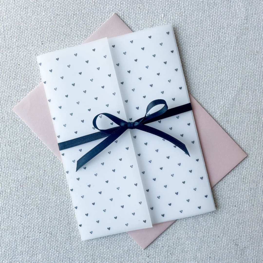 "Mini Watercolor Hearts Vellum Jackets | Set of 10" - Invitation Jackets and Overlays in multicolorassorted-colors by Megan Tendler