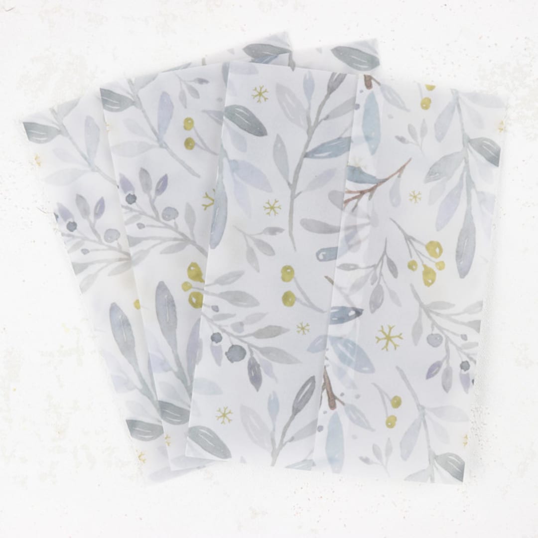 Blue Winter Foliage Vellum Jackets | Size 5x7 | Set of 25