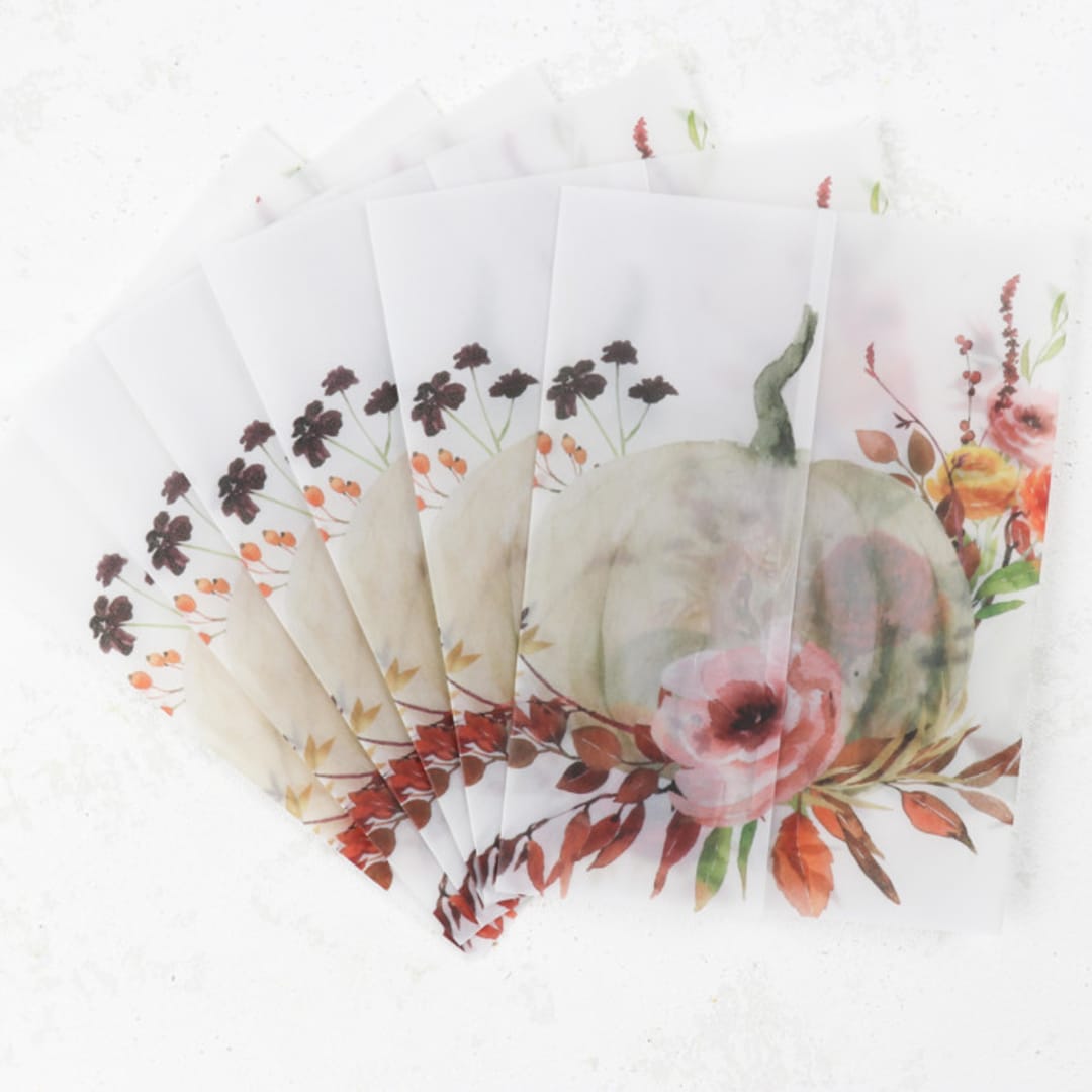 Fall Watercolor Pumpkin Vellum Jackets | Size 5x7 | Set of 25