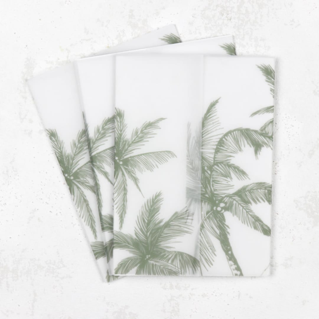 Green Palm Trees Sketch Vellum Jacket | Size 5x7 | Set of 25