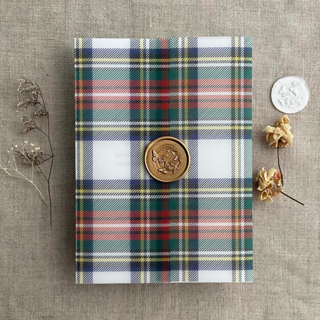 "Plaid lovers scottish stewart printed vellum wrap for 5x7 card  | pack of 10" - Invitation Jackets and Overlays in multicolor by Ivory Invitations
