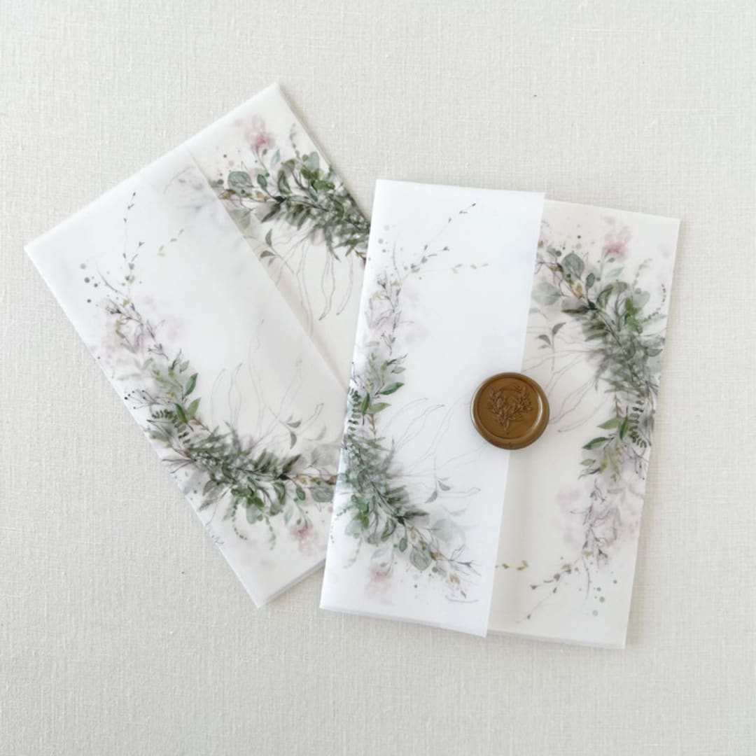 Rustic Greenery Botanical Vellum Wrap | set of 10
