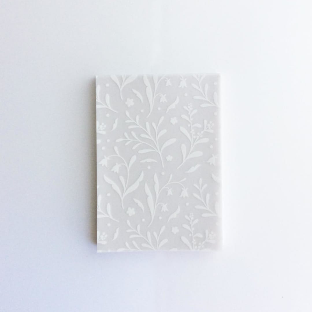 "Nymph's lake botanical pattern white ink printed vellum overlay for 5x7 card  | pack of 10" - Invitation Jackets and Overlays in white by Ivory Invitations