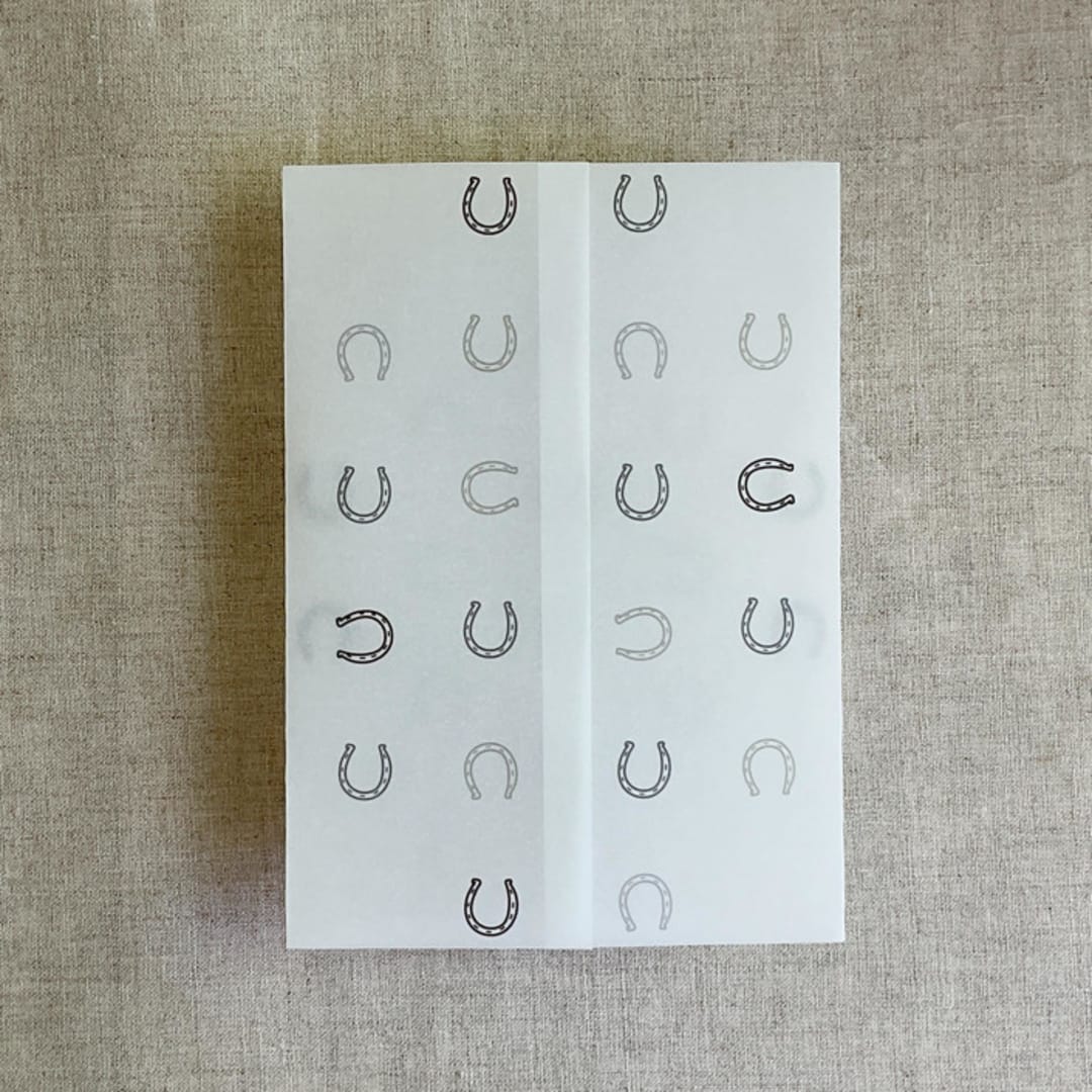 "Gray horseshoes vellum wrap for 5x7 card | pack of 10" - Invitation Jackets and Overlays in gray by Ivory Invitations