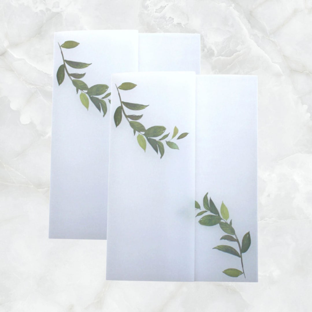 "Forest Greenery Vellum Jacket (Set of 10)" - Invitation Jackets and Overlays in green by Caroline Russo