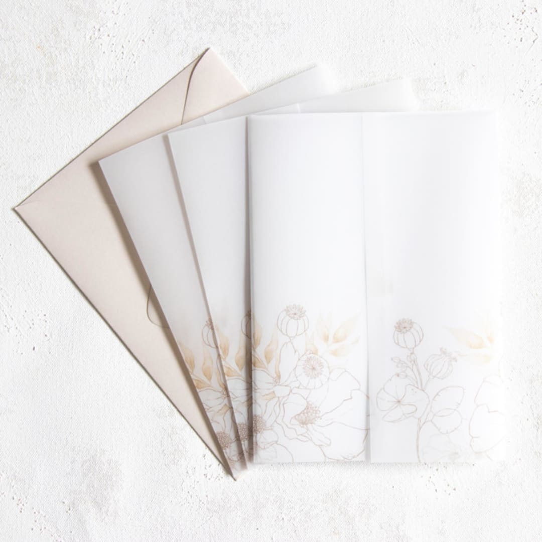 Floral Pampas Vellum Jackets | Size 5x7 | Set of 25