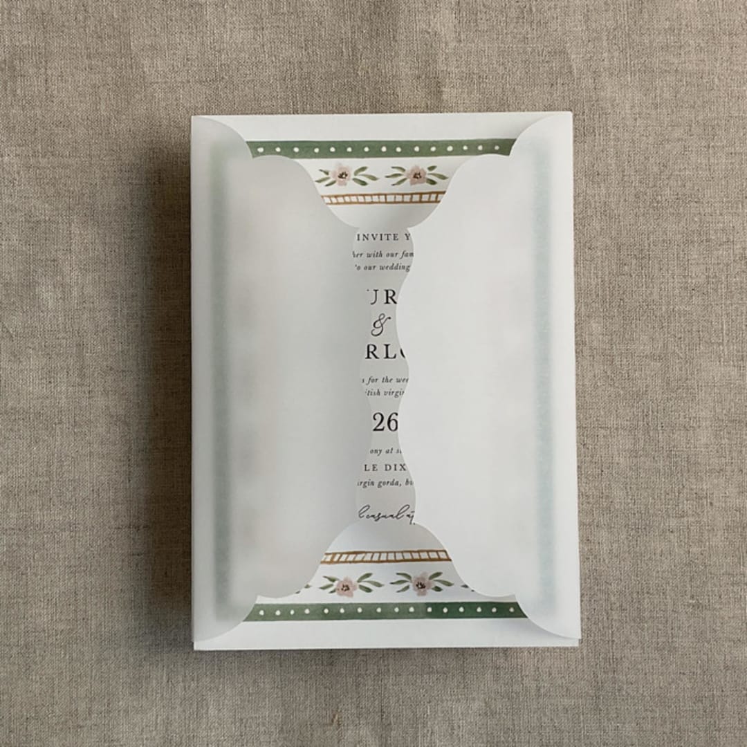 "Alba vellum Jackets for 5x7 card | pack of 10" - Invitation Jackets and Overlays in white by Ivory Invitations