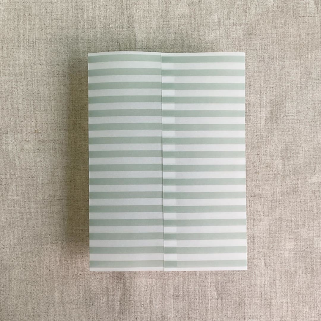 "Green stripe printed vellum wrap for 5x7 card | pack of 10" - Invitation Jackets and Overlays in green by Ivory Invitations