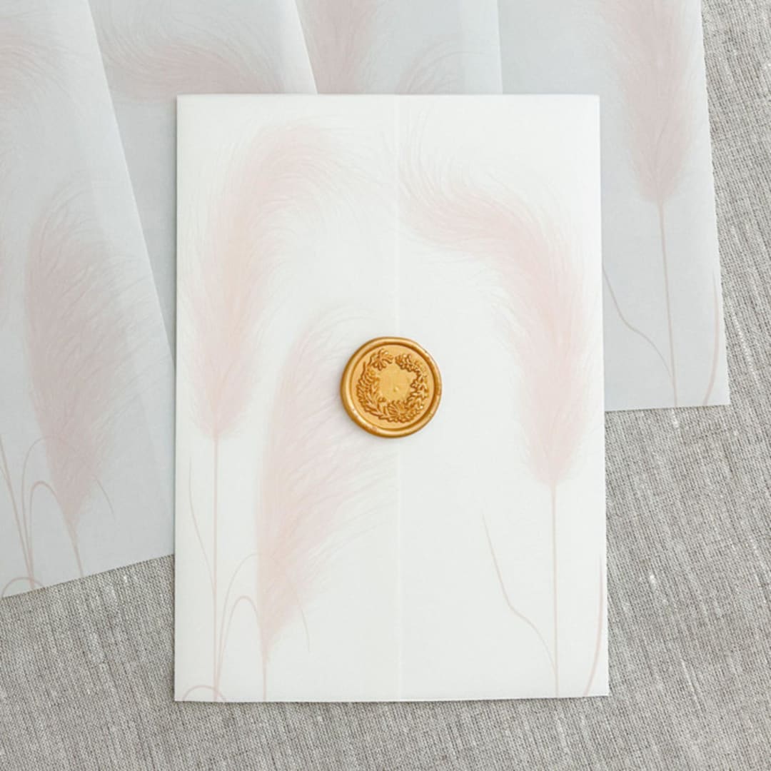 "Pampas vellum wraps for invitations | Set of 10" - Invitation Jackets and Overlays in multicolorassorted-colors by Maria Ferrer G.