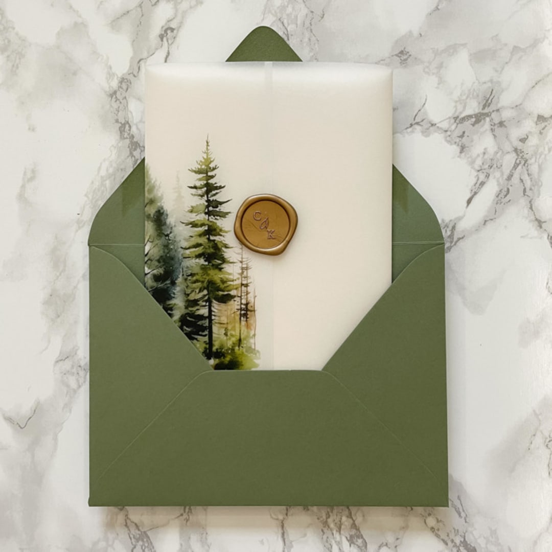"Forest Vellum Jacket (10 pack)" - Invitation Jackets and Overlays in clear by Carley Zuercher