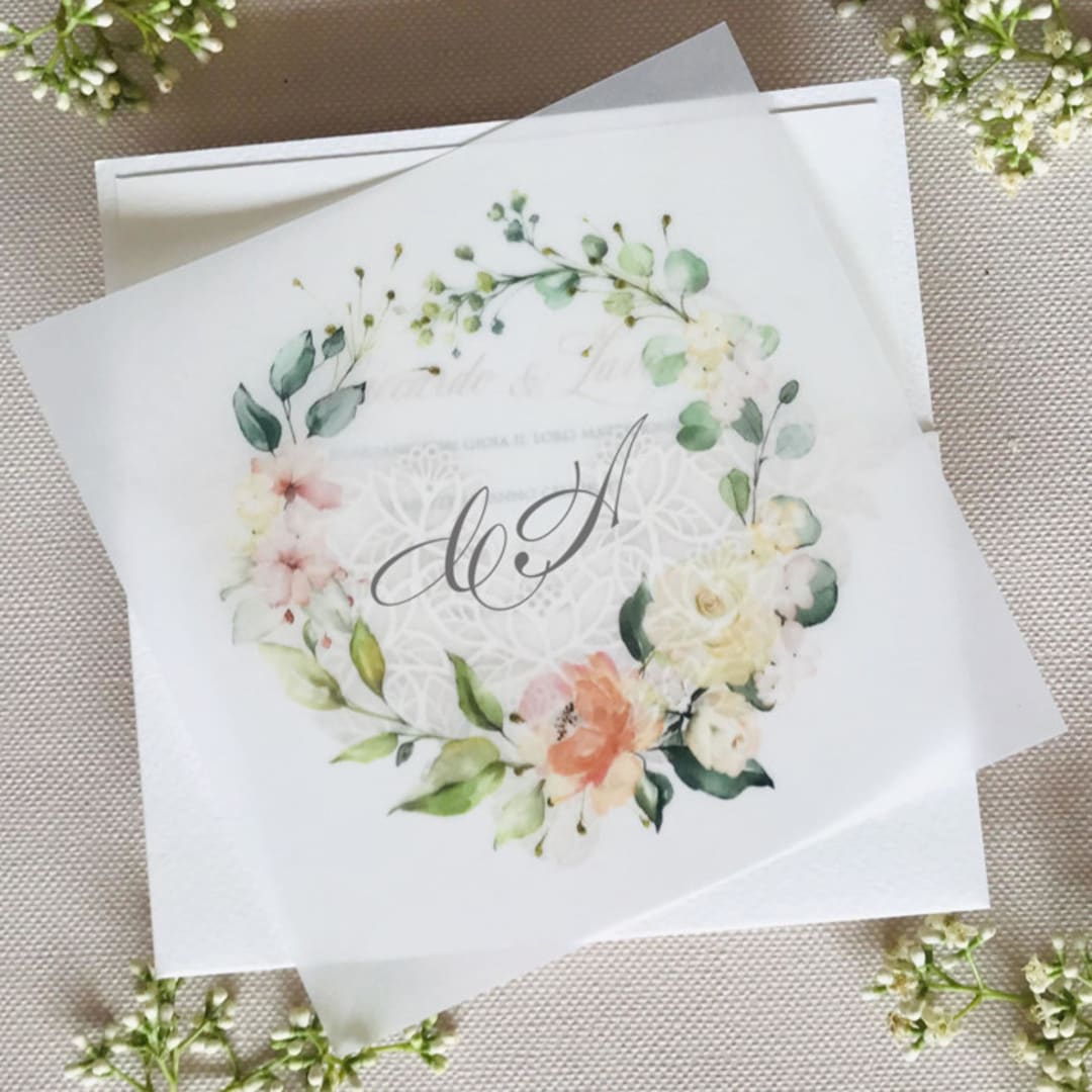 "Personalized Printed Vellum Inserts 6 x  6 | Set of 10" - Invitation Jackets and Overlays in multicolorassorted-colors by Self Stationery