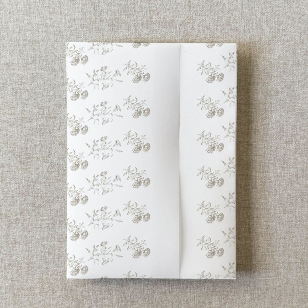 "Neutral Floral Vellum Jacket for Wedding Invitations | A7 | Set of 10" - Invitation Jackets and Overlays in beige by Cotton and Bow