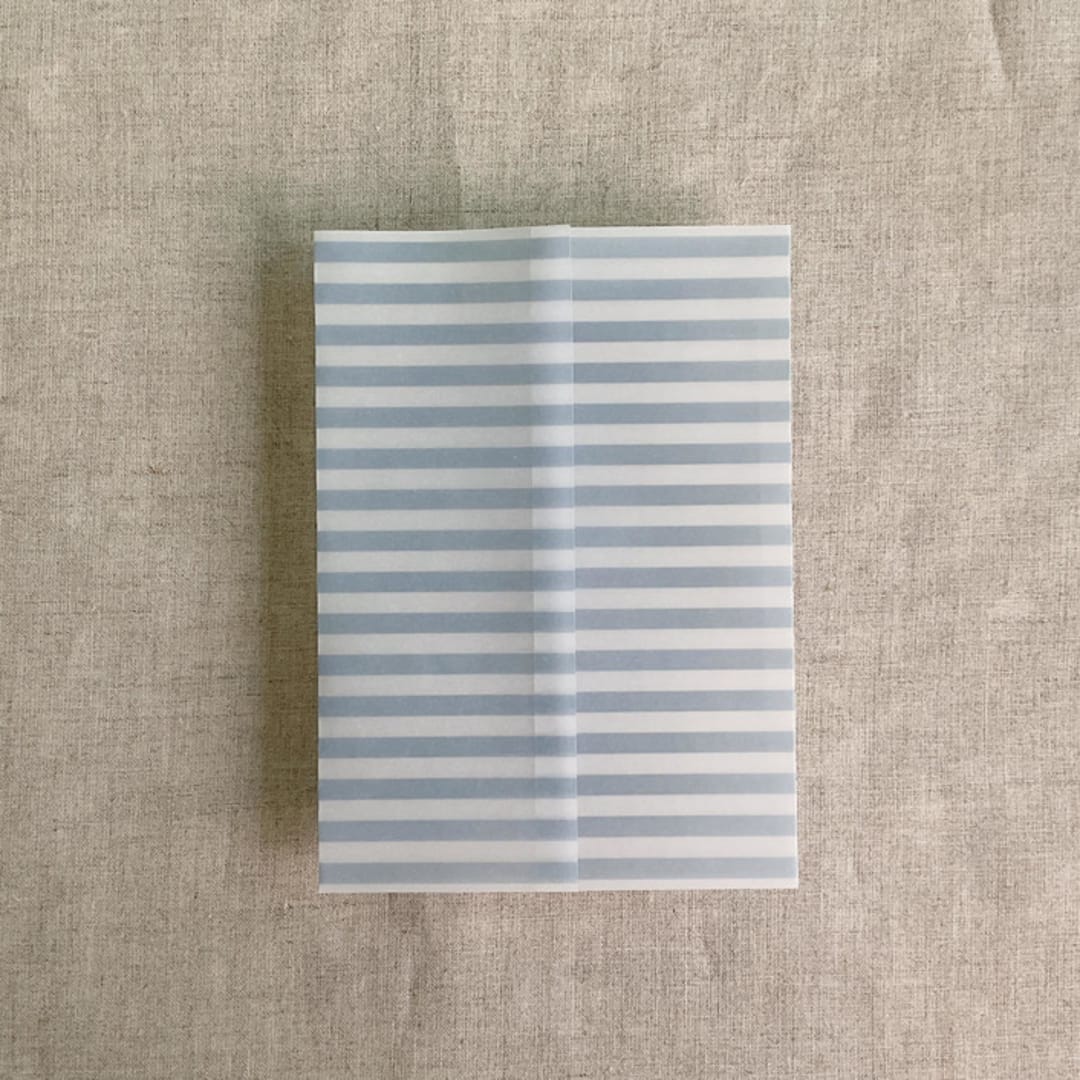 "Blue stripe printed vellum wrap for 5x7 card | pack of 10" - Invitation Jackets and Overlays in blue by Ivory Invitations