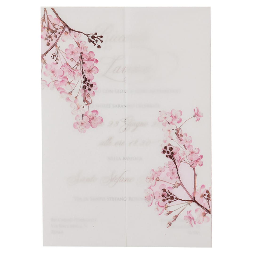 "Cherry Blossom Vellum Jacket, Set of 10" - Invitation Jackets and Overlays in white by Self Stationery