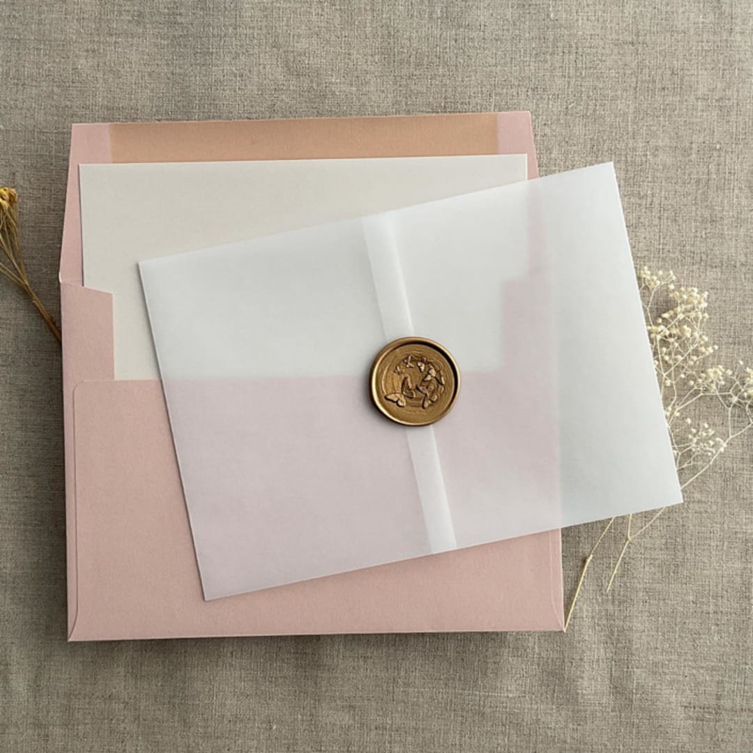 "Blank white translucent vellum wrap vellum jacket for 7x5 horizontal card | pack of 10" - Invitation Jackets and Overlays in white by Ivory Invitations