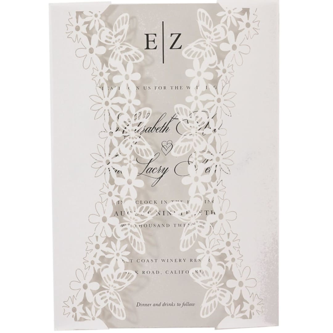 Laser cut butterflies motif vellum jacket, Monarch Butterfly, Set of 10