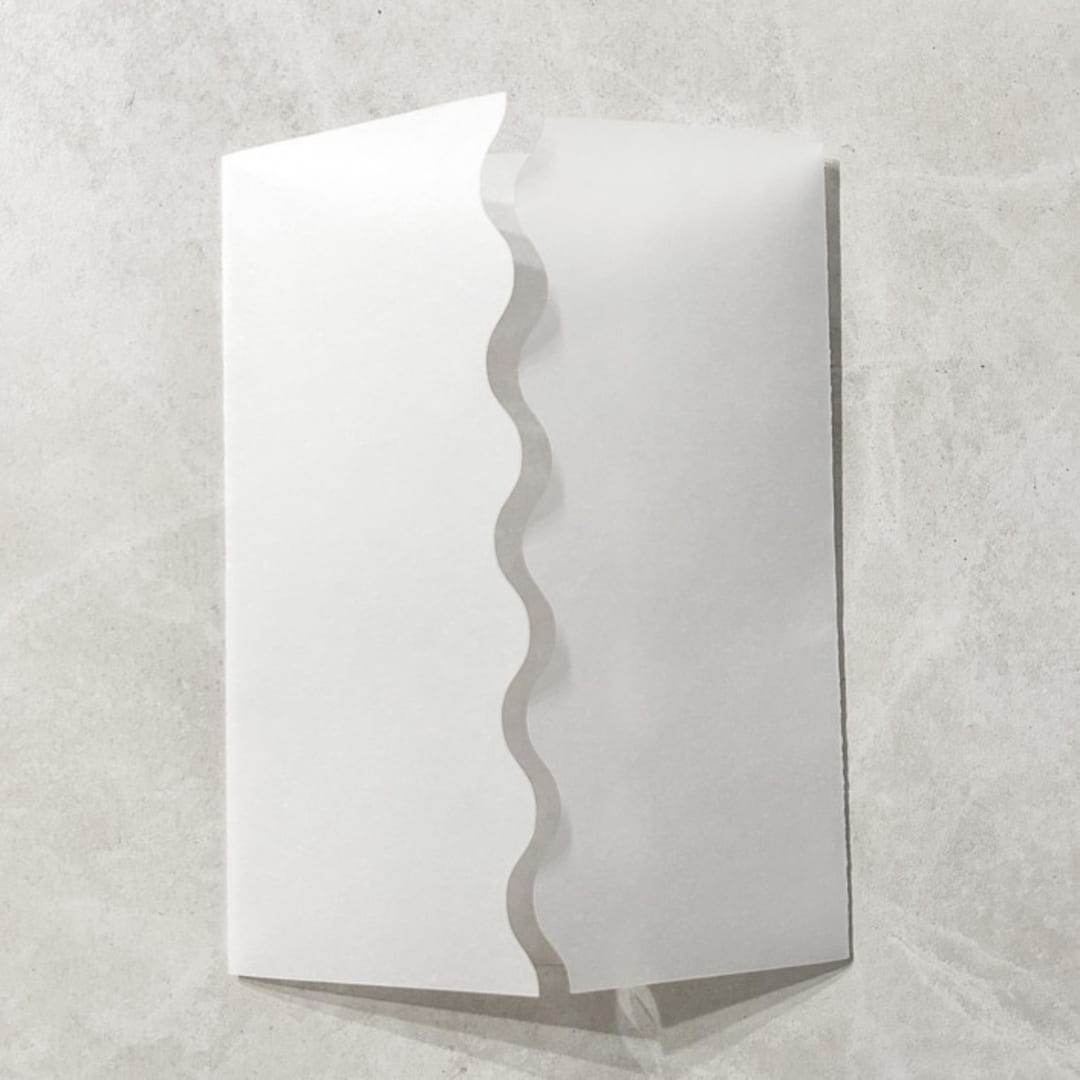 "Scallop Edge Clear Vellum Jacket | Set of 10 Vellum Jackets" - Invitation Jackets and Overlays in clear by Nikki Turner