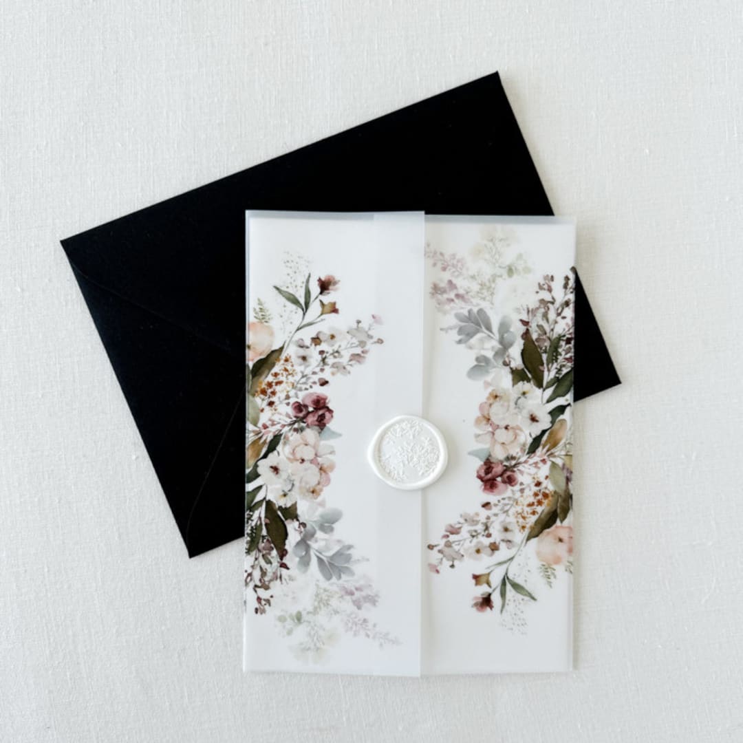 "Elegant Floral Vellum Jacket For Wedding Invitation (10 Pack)" - Invitation Jackets and Overlays in multicolorassorted-colors by Eva Friesen