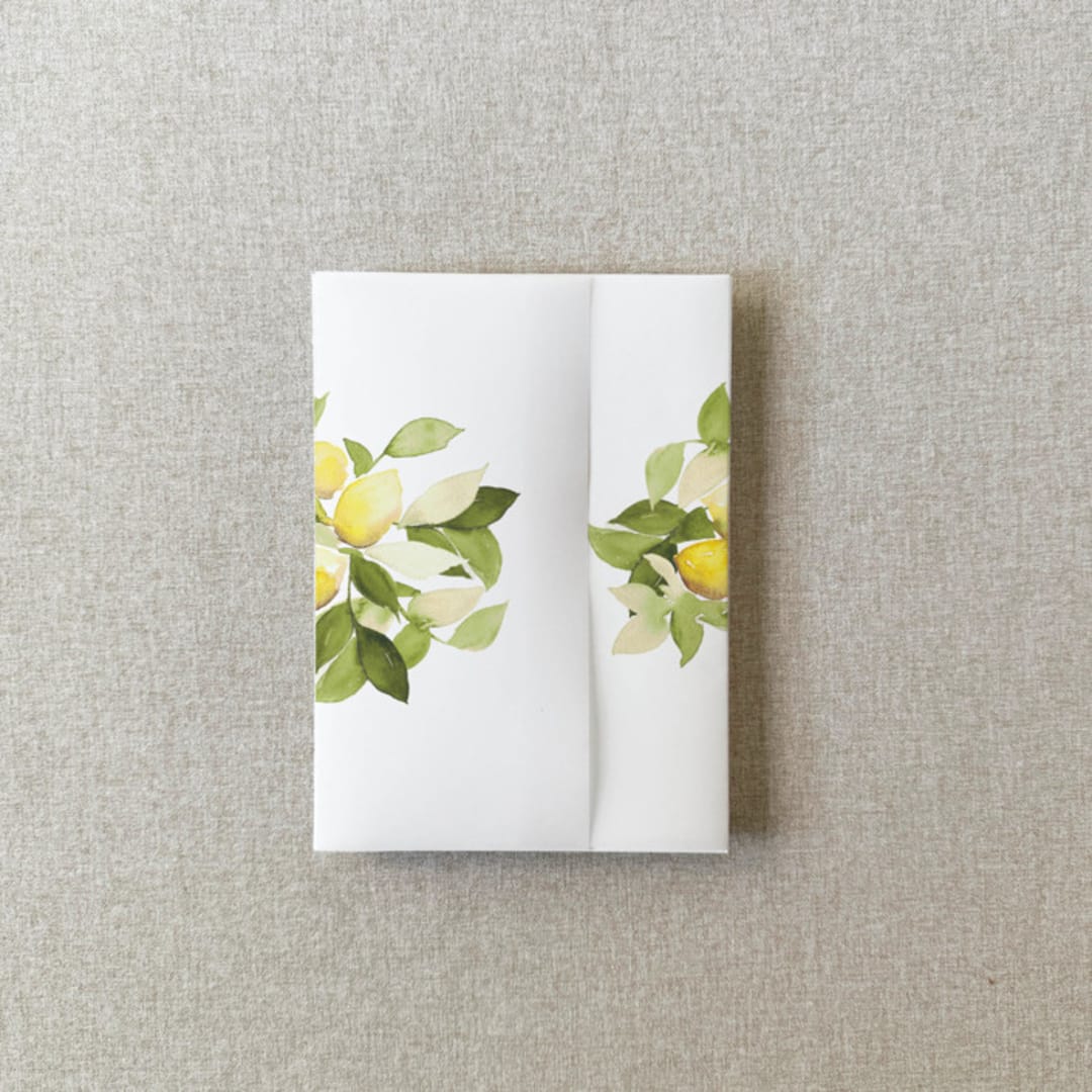 "Lemon Vellum Jacket for Wedding Invitations | For Petite 4.25x6" Invitations  | Set of 10" - Invitation Jackets and Overlays in yellow by Cotton and Bow
