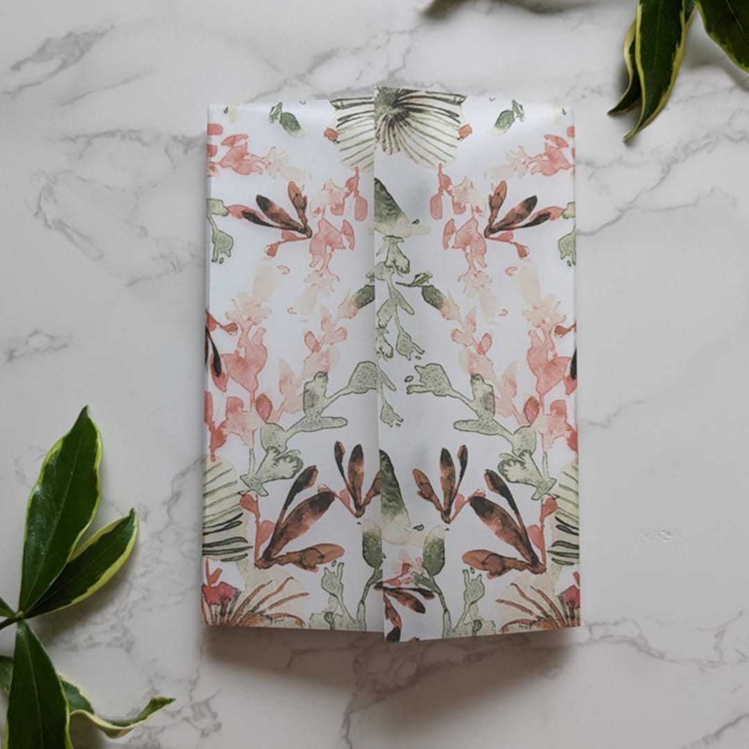 "Vintage Floral Watercolor Vellum Wrap | Set of 10" - Invitation Jackets and Overlays in white by Campofiore Paper Studio