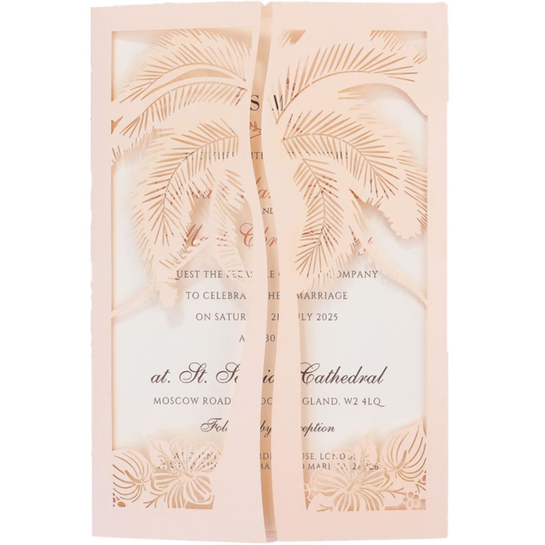 Laser Cut Jacket With a Palm Tree for 5x7 Card | Set of 10 | Envelopes Included