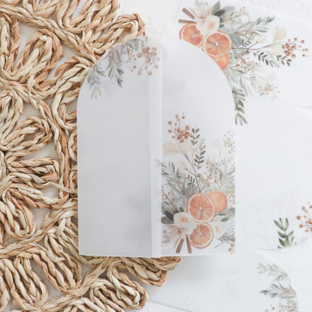 Fall Citrus Arch Vellum Jackets | Size 5x7 | Set of 25