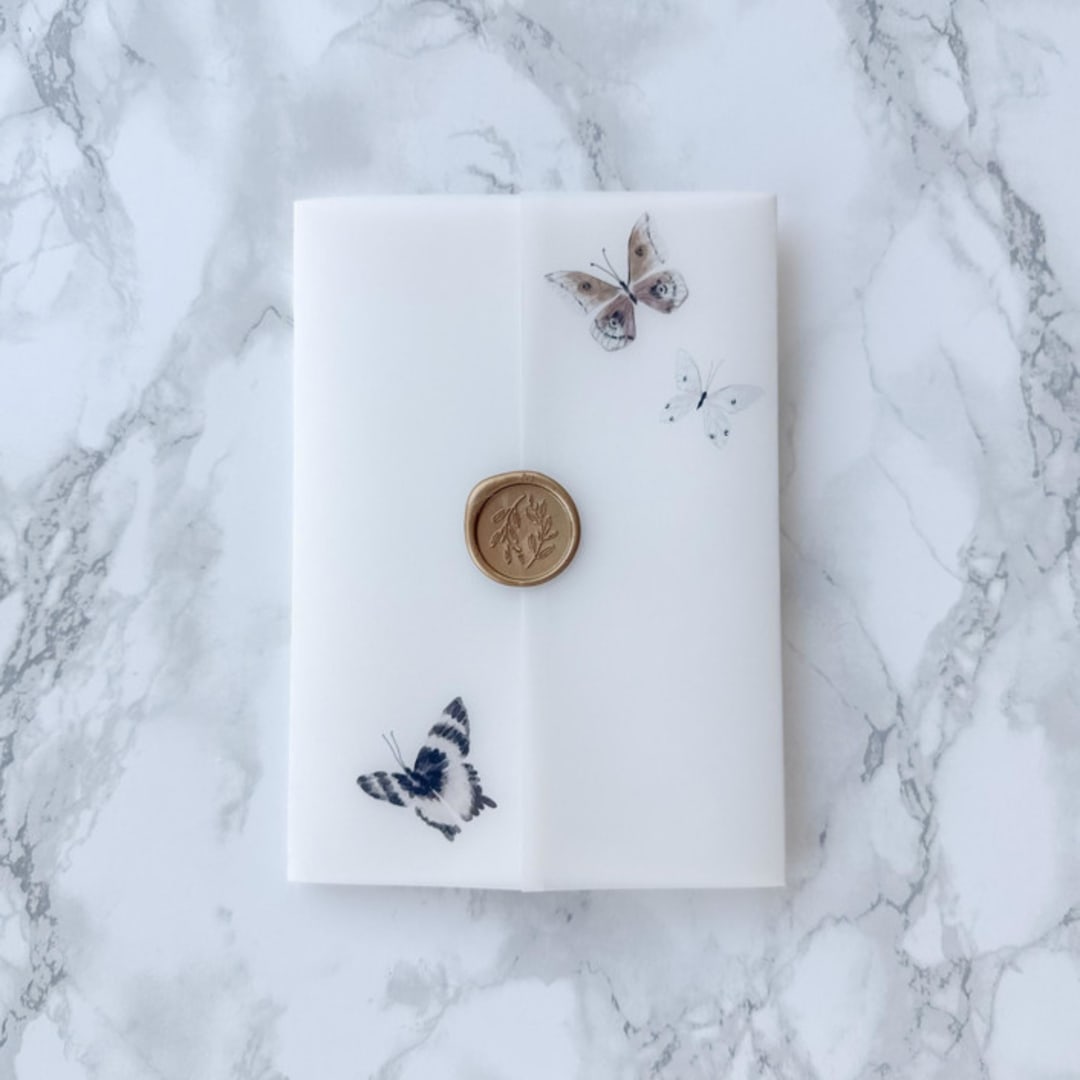 "Neutral Butterfly Vellum Jackets (10 pack)" - Invitation Jackets and Overlays in clear by Carley Zuercher