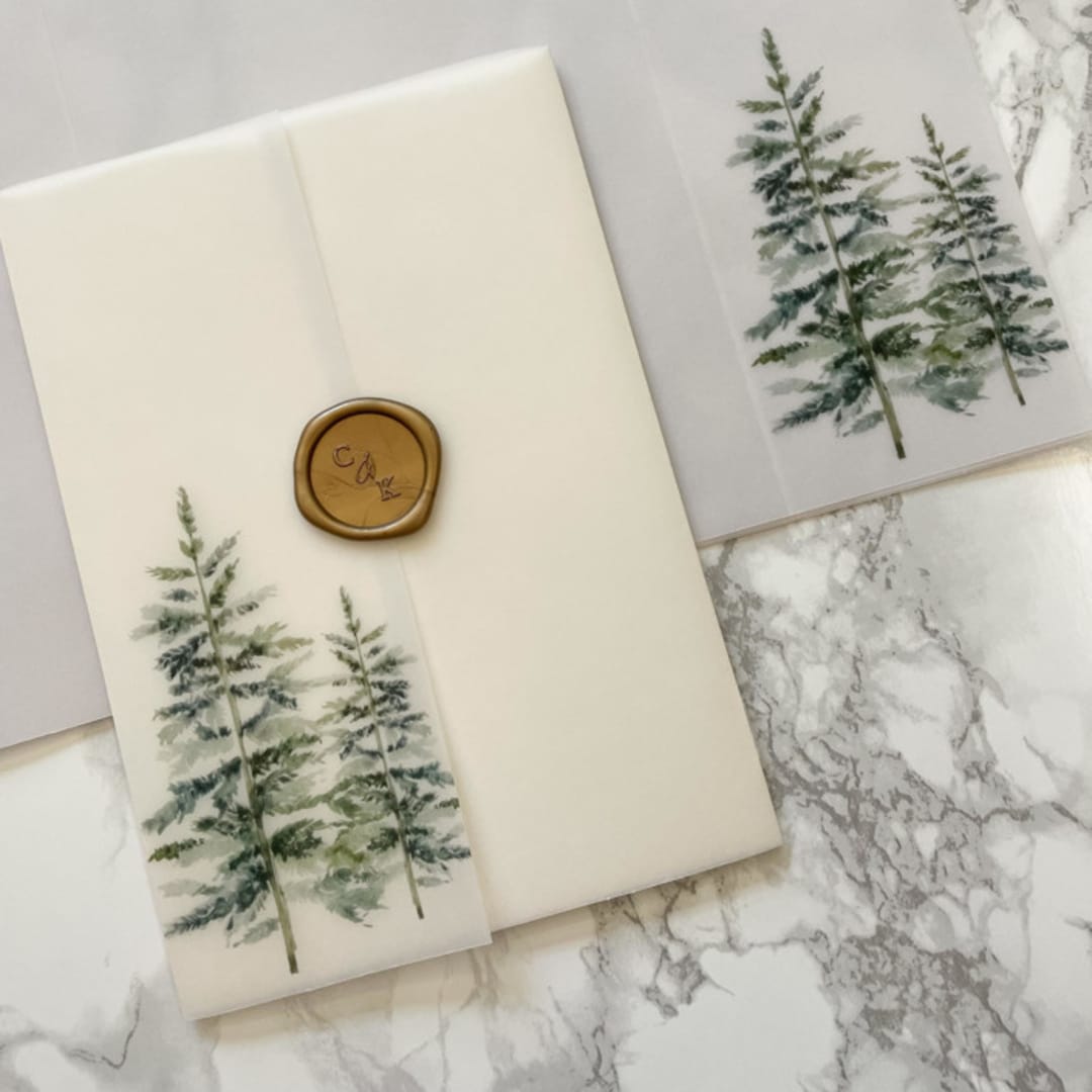 "Evergreen Tree Vellum Jackets (10 Pack)" - Invitation Jackets and Overlays in clear by Carley Zuercher