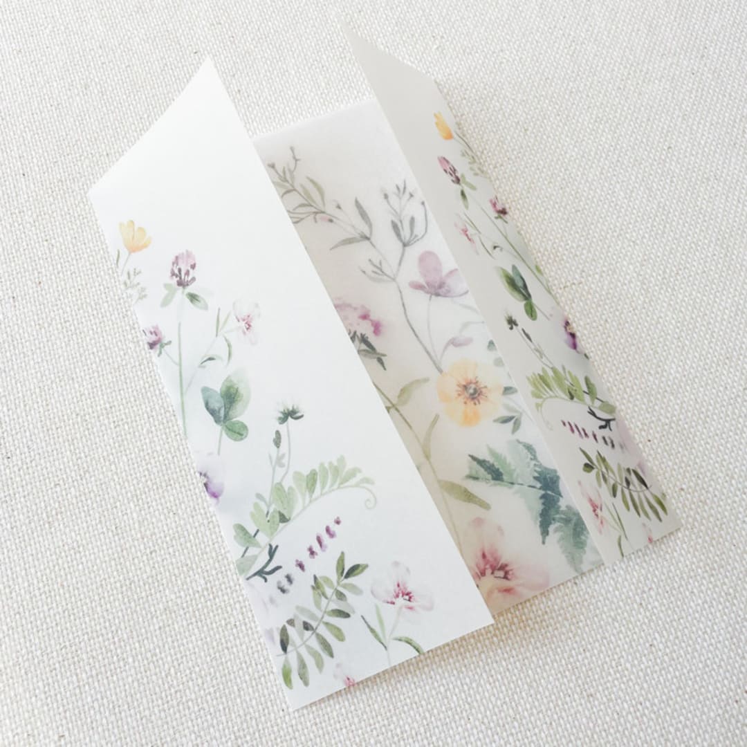 "Dainty Flora Vellum Wraps | Set of 10" - Invitation Jackets and Overlays in multicolor by Megan Tendler