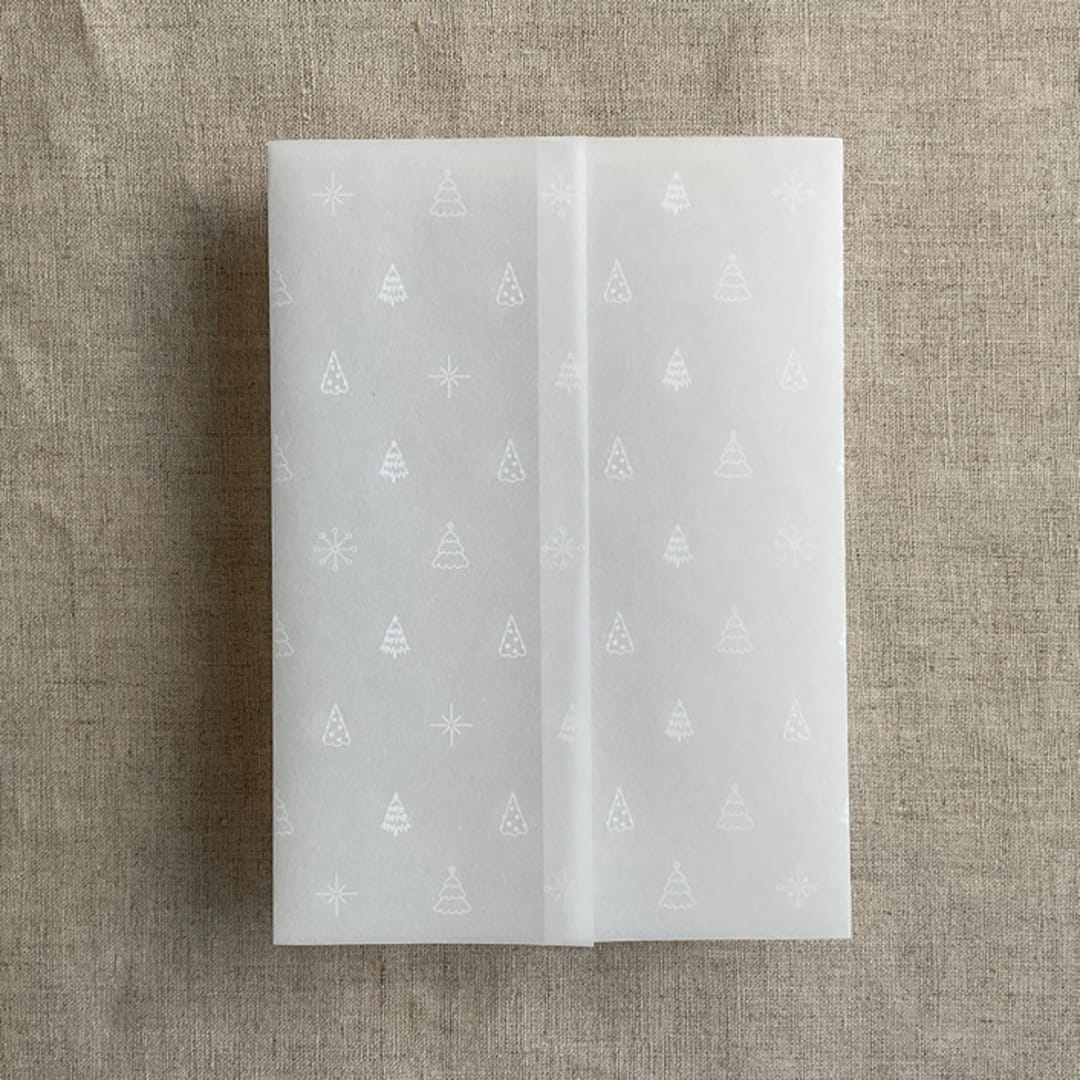 "White snow flake and forest vellum wrap for 5x7 card | pack of 10" - Invitation Jackets and Overlays in white by Ivory Invitations