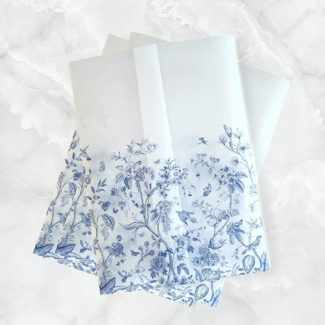 "French Blue Toile Vellum Jacket (Set of 10)" - Invitation Jackets and Overlays in blue by Caroline Russo