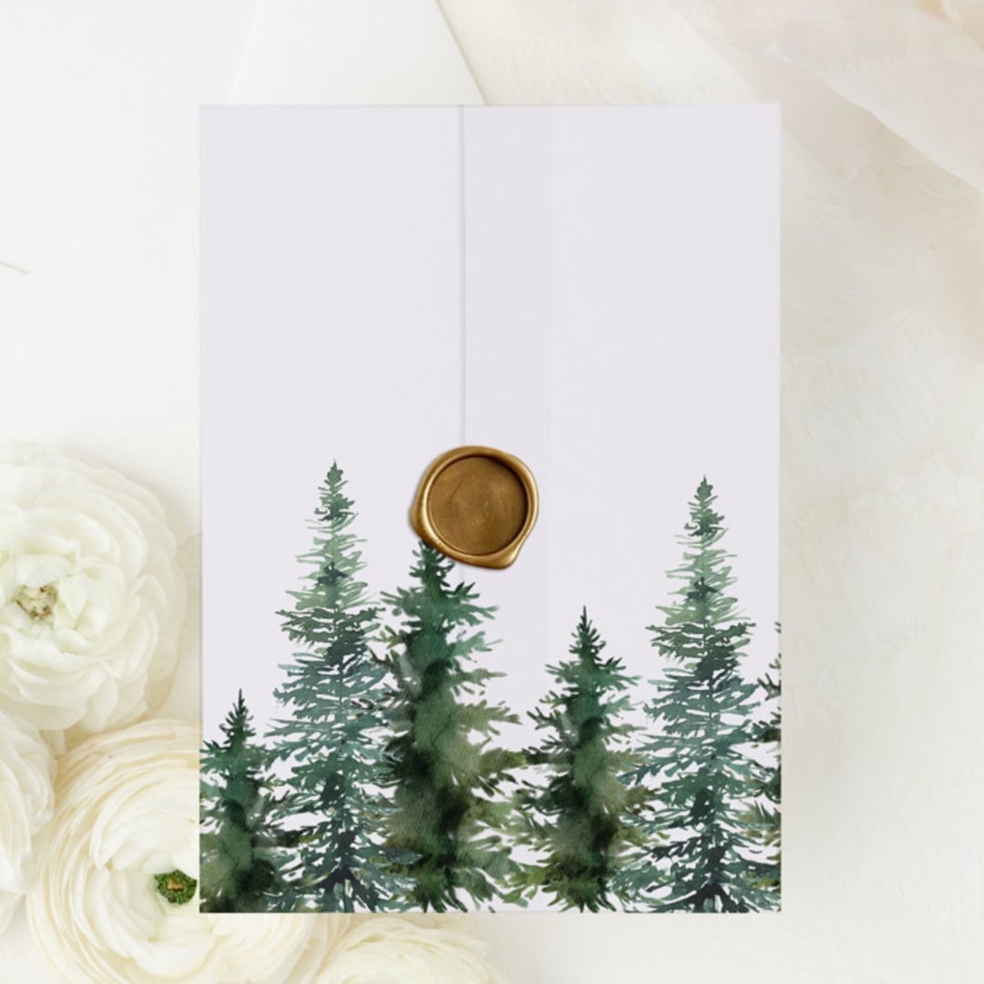 "Forest Tree Vellum Paper | Set of 10 Vellum Jackets" - Invitation Jackets and Overlays in green by Nikki Turner