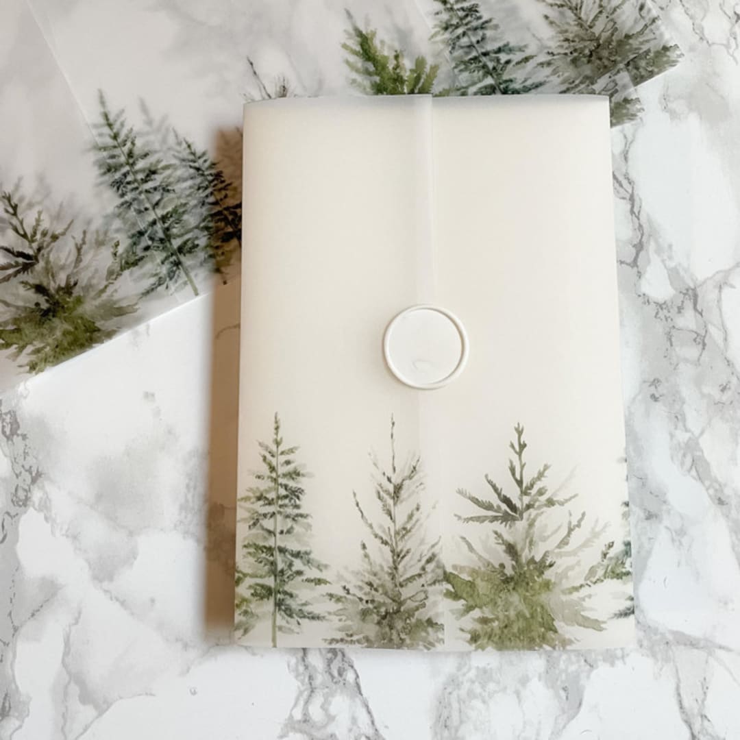 "Evergreen Greenery Vellum Jackets (10 Pack)" - Invitation Jackets and Overlays in clear by Carley Zuercher