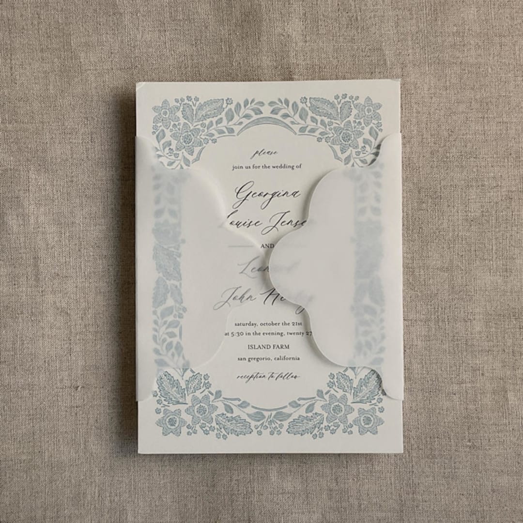 "Alba bolero-style vellum Jackets for 5x7 card | pack of 10" - Invitation Jackets and Overlays in white by Ivory Invitations