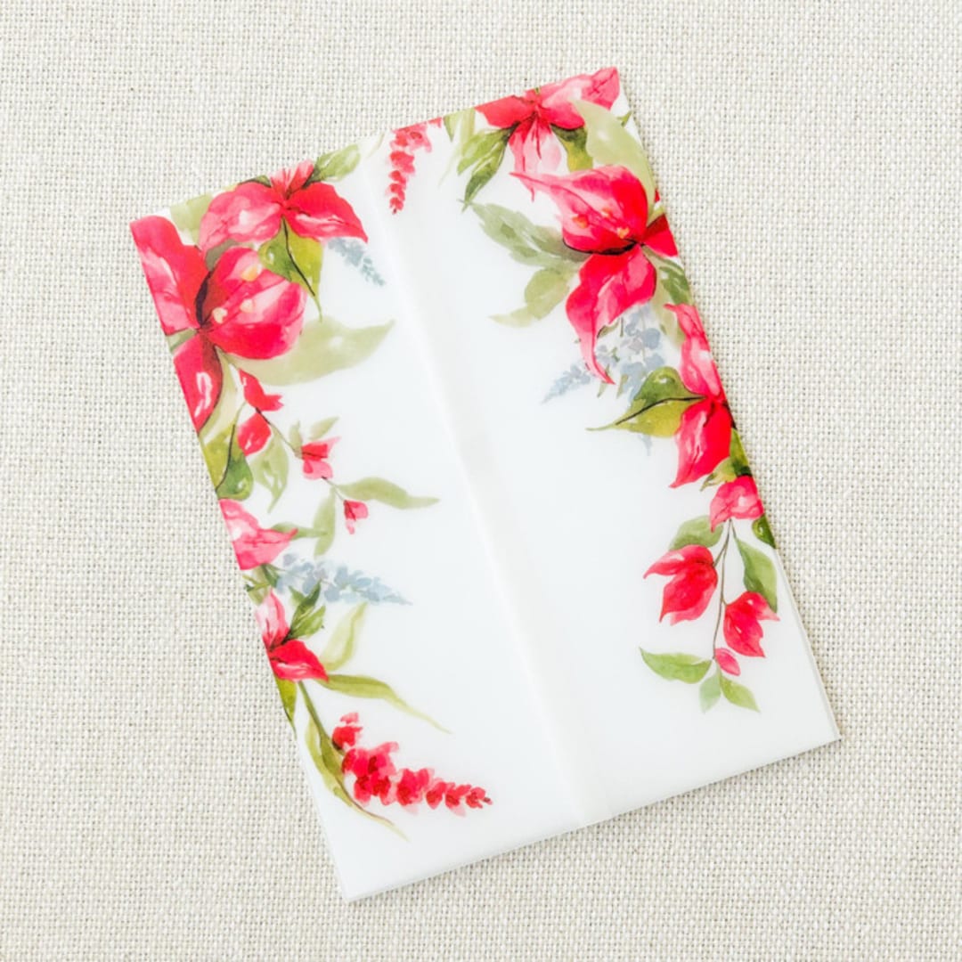 "Cascading Bougainvillea Vellum Jackets | Set of 10" - Invitation Jackets and Overlays in multicolor by Megan Tendler