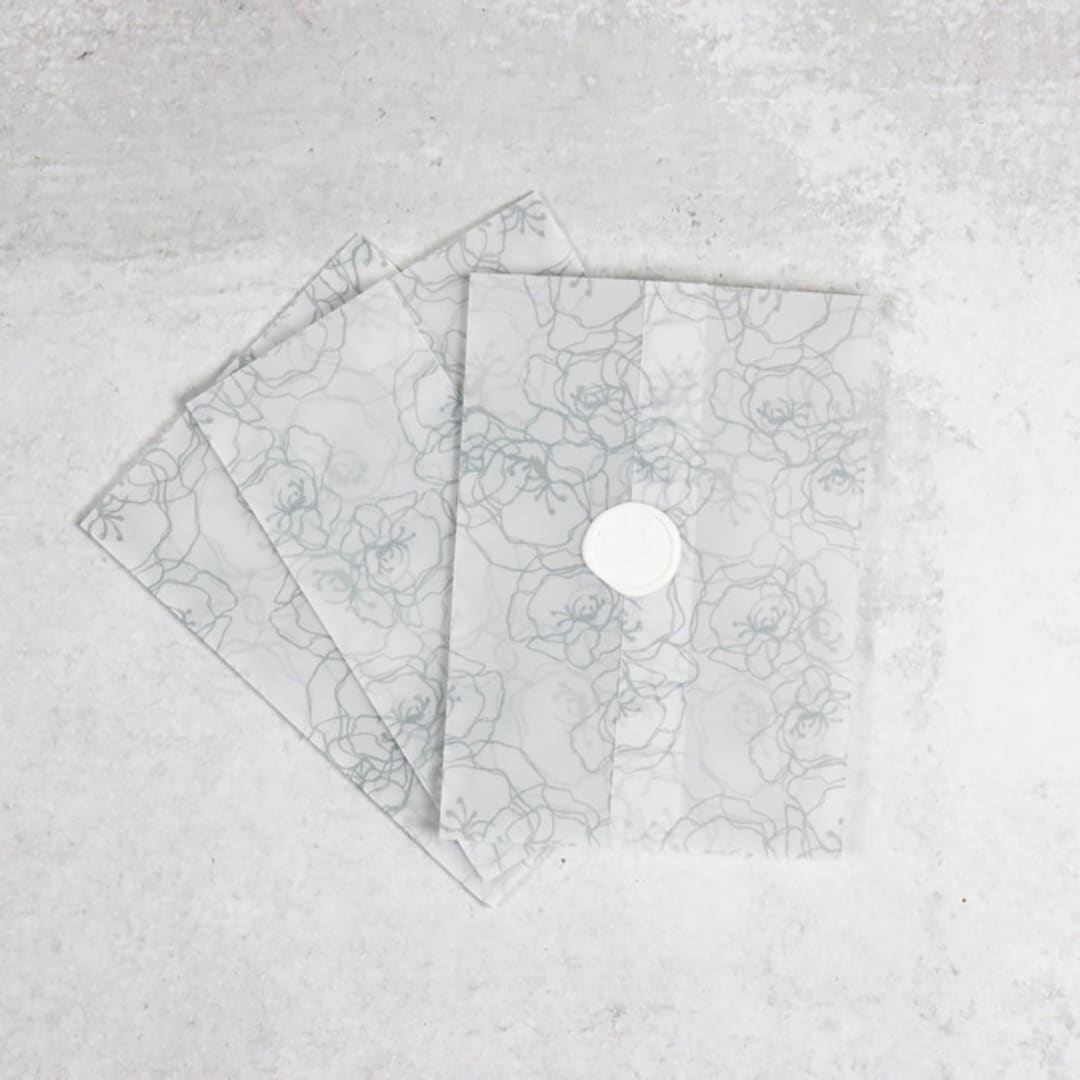 Gray Floral Line Art Vellum Jacket | Size 5x7 | Set of 25