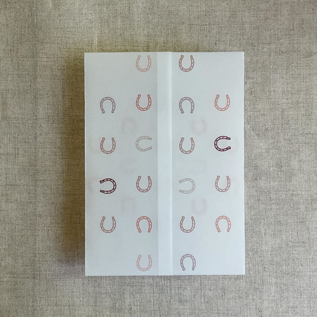 "Pink horseshoes vellum wrap for 5x7 card | pack of 10" - Invitation Jackets and Overlays in pink by Ivory Invitations