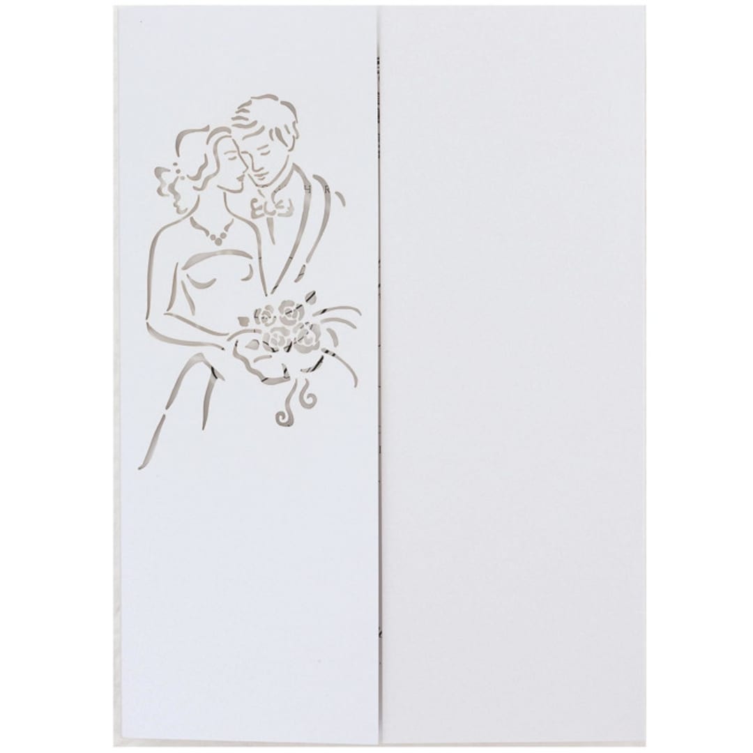 "White Metallic Laser Cut Jacket for 5x7 Card | Set of 10 | Envelopes Included" - Invitation Jackets and Overlays in white by Self Stationery