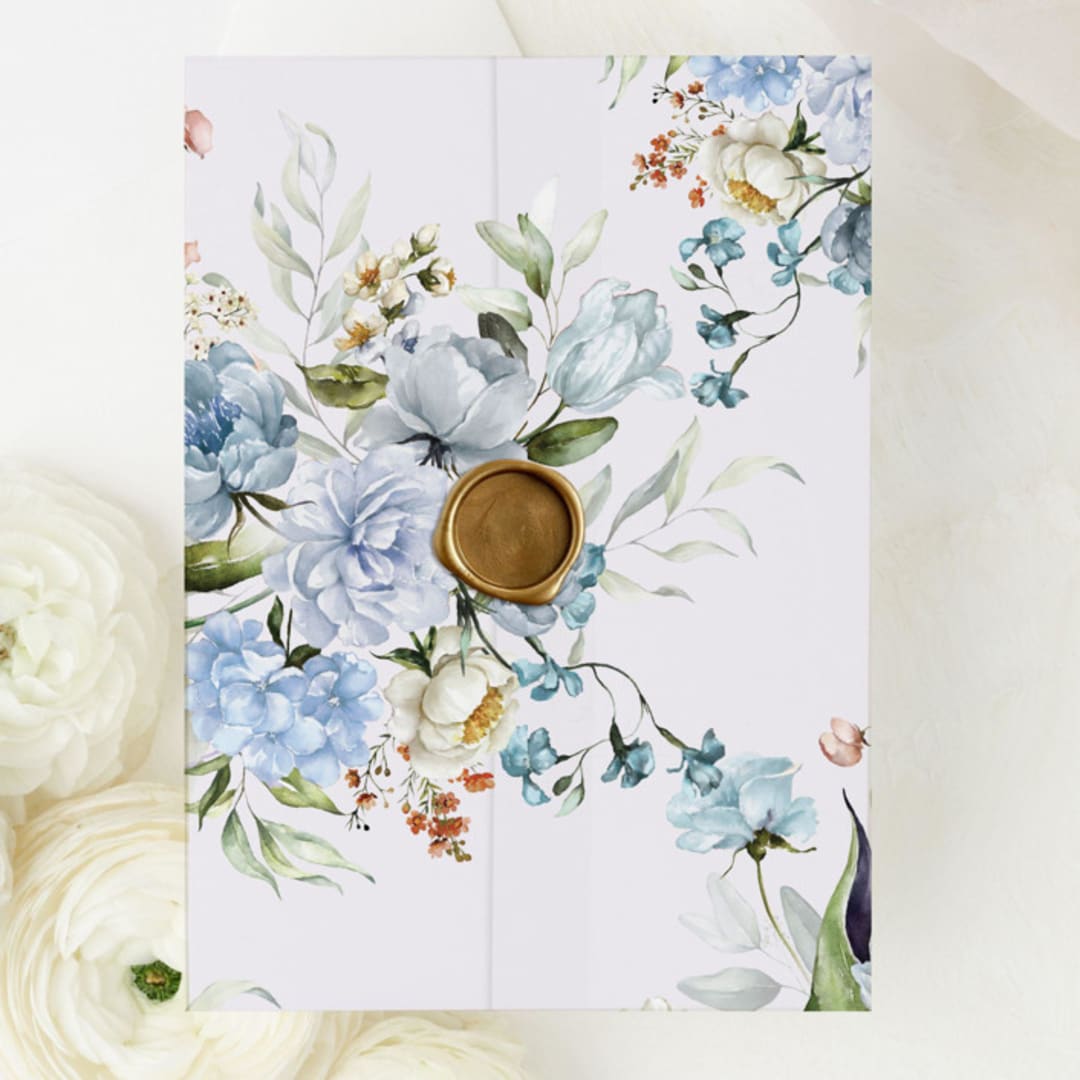"Lovely in Blue | Pack of 10 Floral Vellum Jackets" - Invitation Jackets and Overlays in blue by Nikki Turner