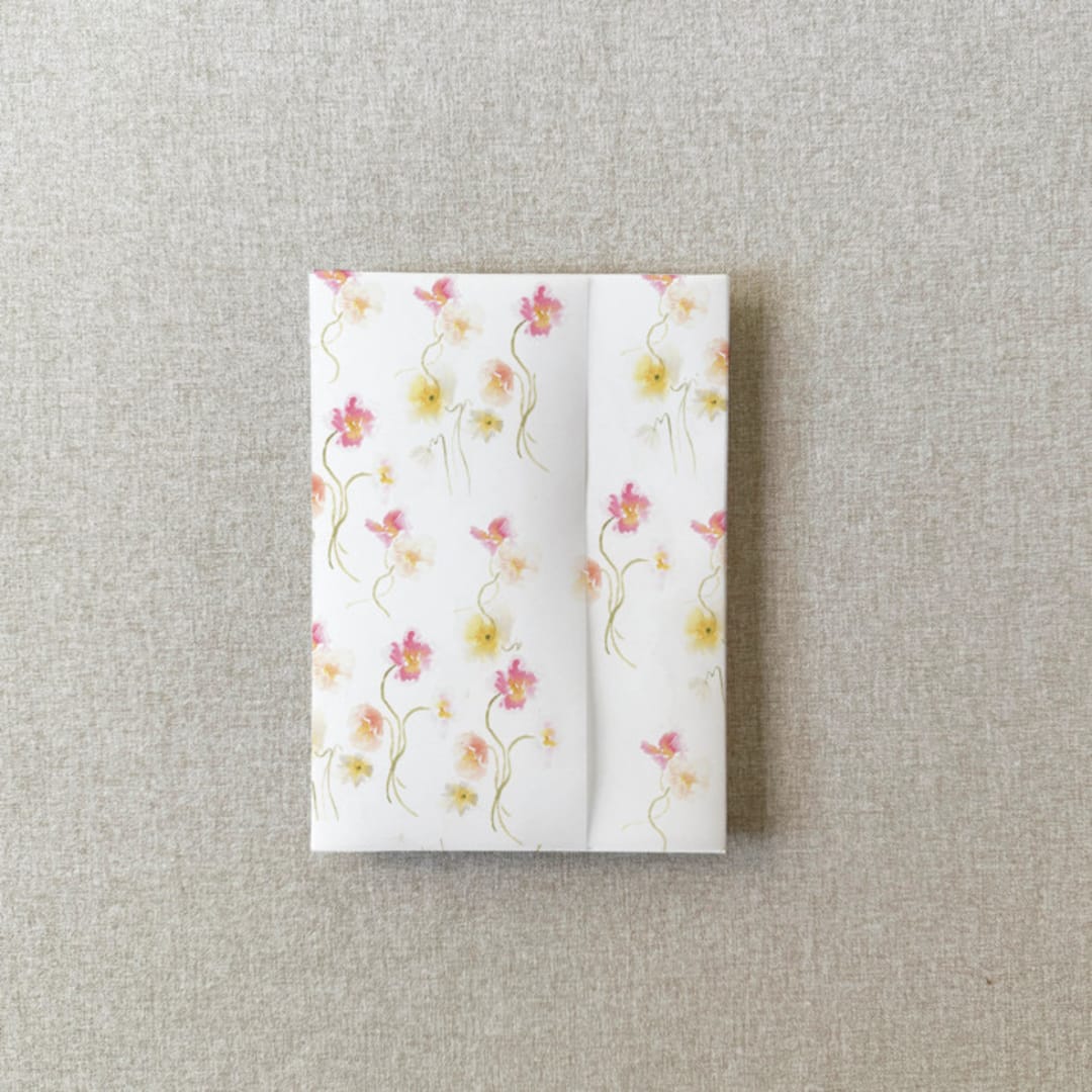 "Pink and Yellow Floral Vellum Jacket for Wedding Invitations | A7| Set of 10" - Invitation Jackets and Overlays in multicolor by Cotton and Bow
