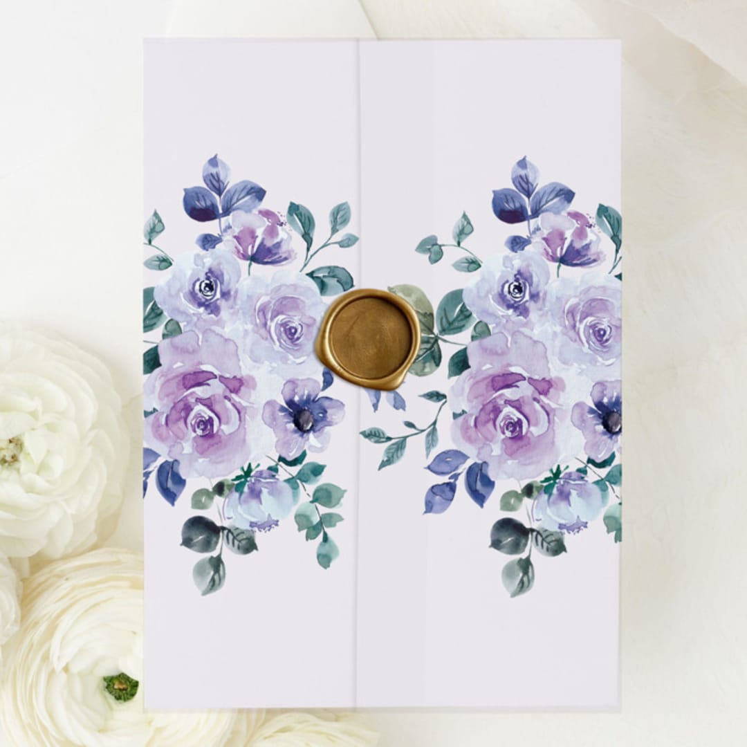 "Violet Treasure | Set of 10 Floral Vellum Jackets" - Invitation Jackets and Overlays in clear by Nikki Turner