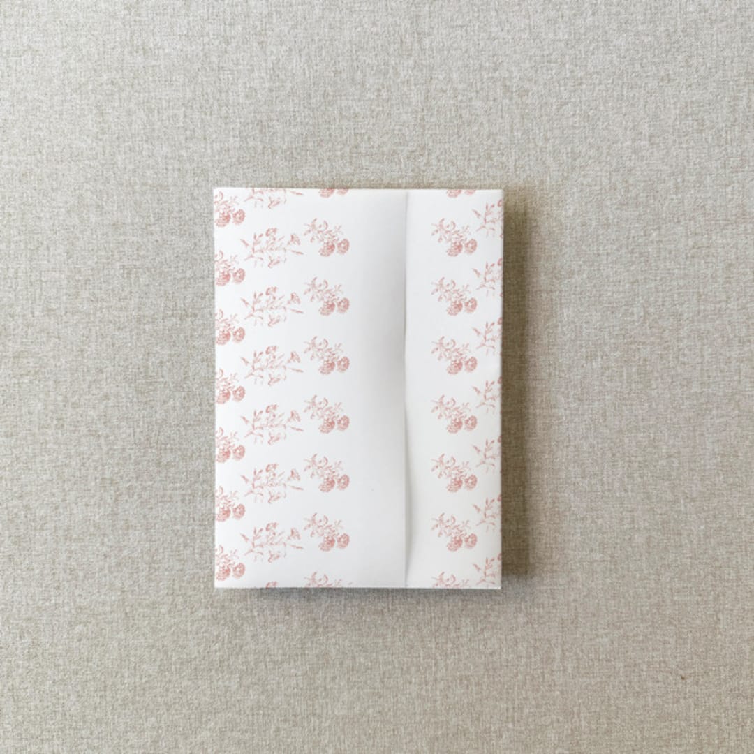 "Blush Pink Floral Vellum Jacket for Wedding Invitations | For Petite 4.25x6" Invitations | Set of 10" - Invitation Jackets and Overlays in pink by Cotton and Bow