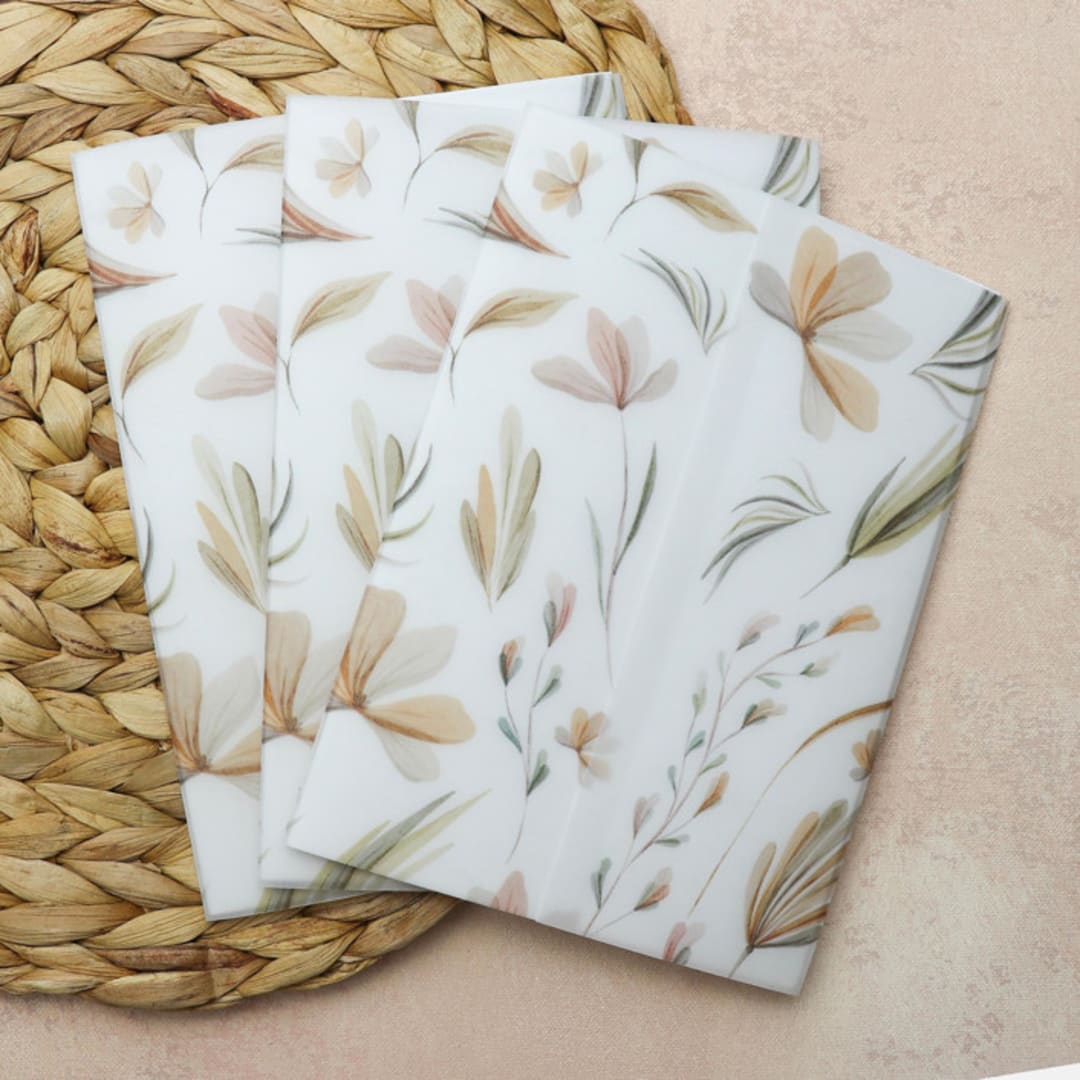 Earth Tone Floral Vellum Wraps | Set of 25