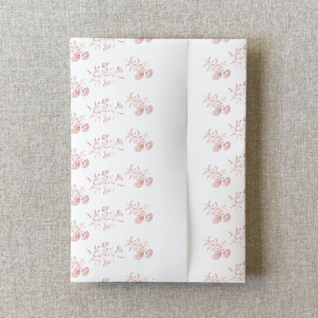 "Blush Pink Floral Vellum Jacket for Wedding Invitations | A7 | Set of 10" - Invitation Jackets and Overlays in pink by Cotton and Bow