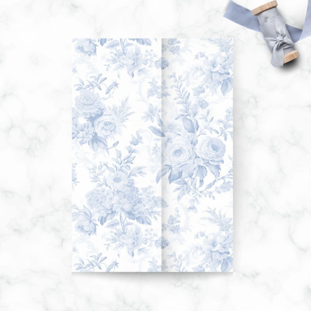 "French Blue Toile Vellum Jacket for Wedding Invitations & Cards (Set of 10)" - Invitation Jackets and Overlays in blue by Caroline Russo