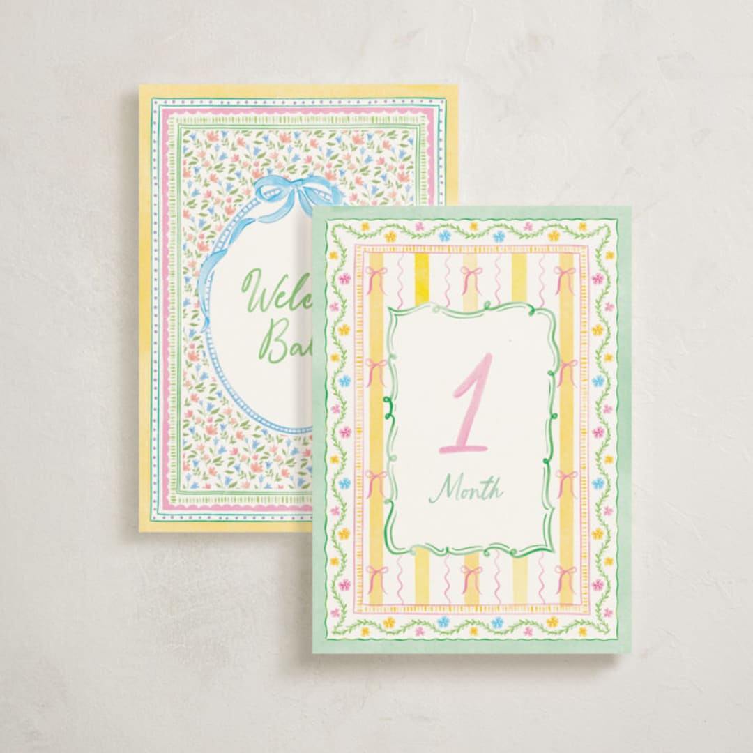 "Hand-Drawn Pattern Maximalism" - Baby Milestone Cards in Multi by Creo Study - Front