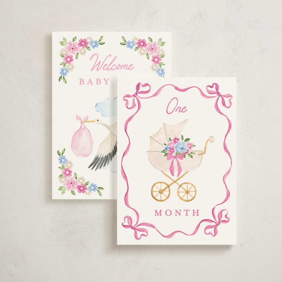 "Blossom" - Baby Milestone Cards in Multi by Sarah Knight - Front
