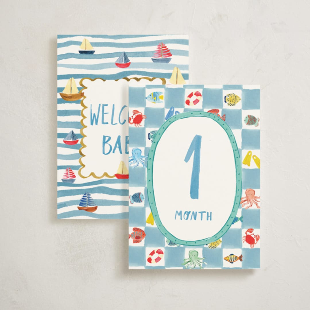 "Buckle Up!" - Baby Milestone Cards in Multi by Pati Cascino - Front